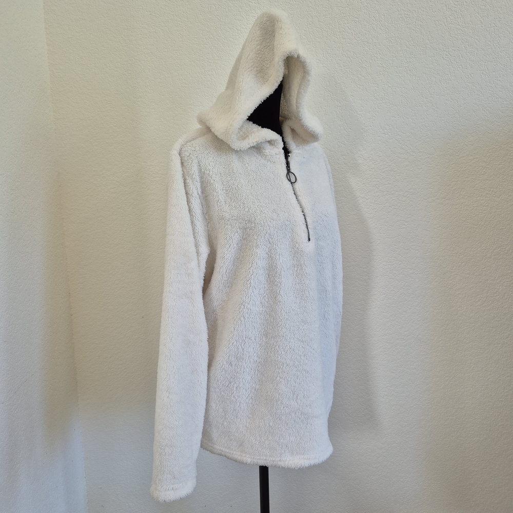 Cozy Ivory Sherpa Half-Zip Hoodie